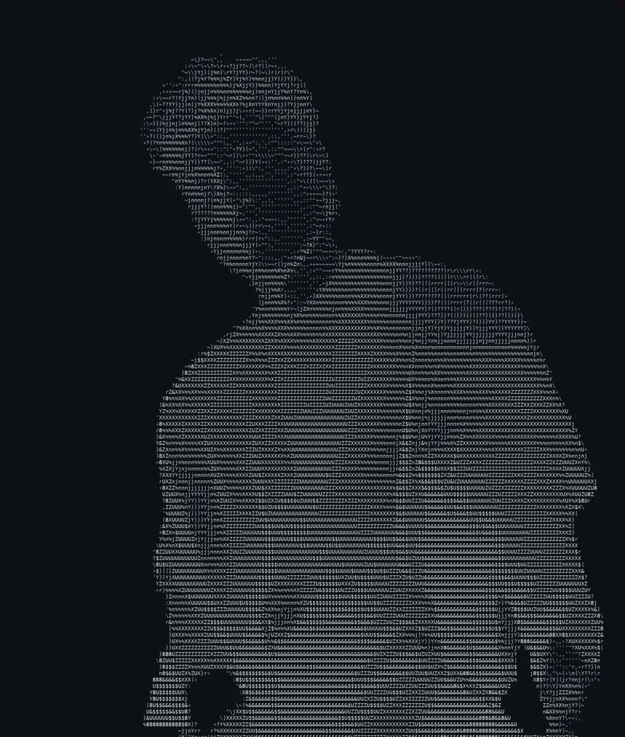 Retrato en arte ASCII de Alan Luna