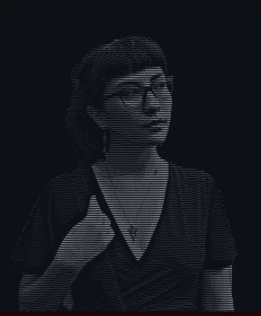 Retrato en arte ASCII de Kyra Nuñez